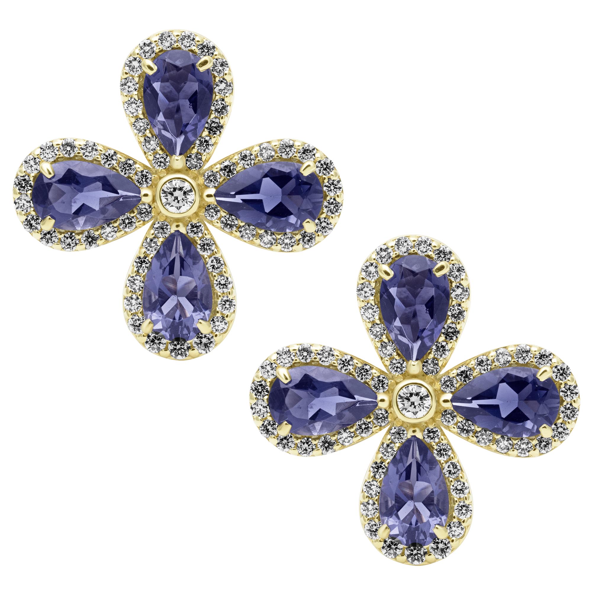 Earrings - Iolite and Diamond | Singhvi Jewels