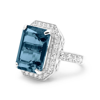 Ring - Blue Topaz And Diamond