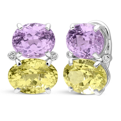 Earrings - Kunzite, Lemon Quartz And Diamond | Singhvi Jewels
