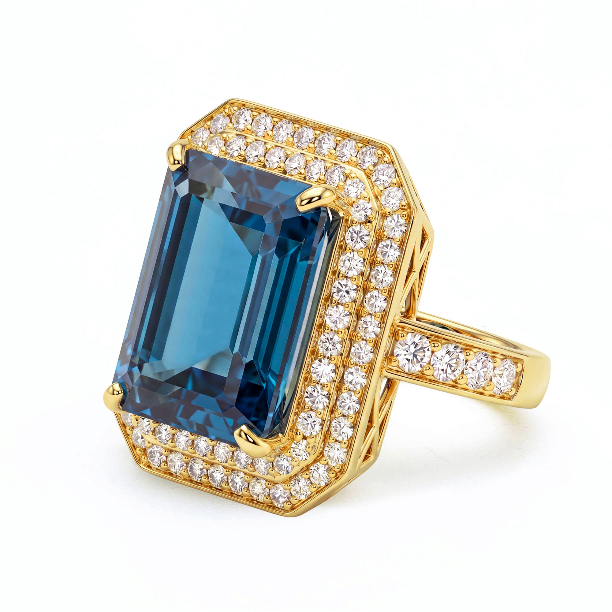 Ring - Blue Topaz And Diamond | Singhvi Jewels