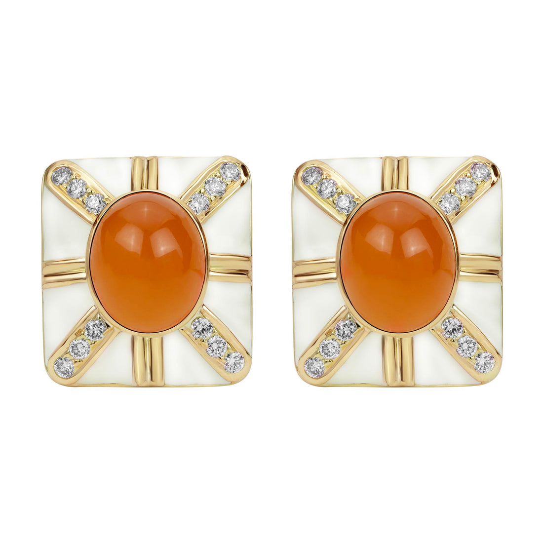 Earrings - Cornellian And Diamond (Enamel) | Singhvi Jewels