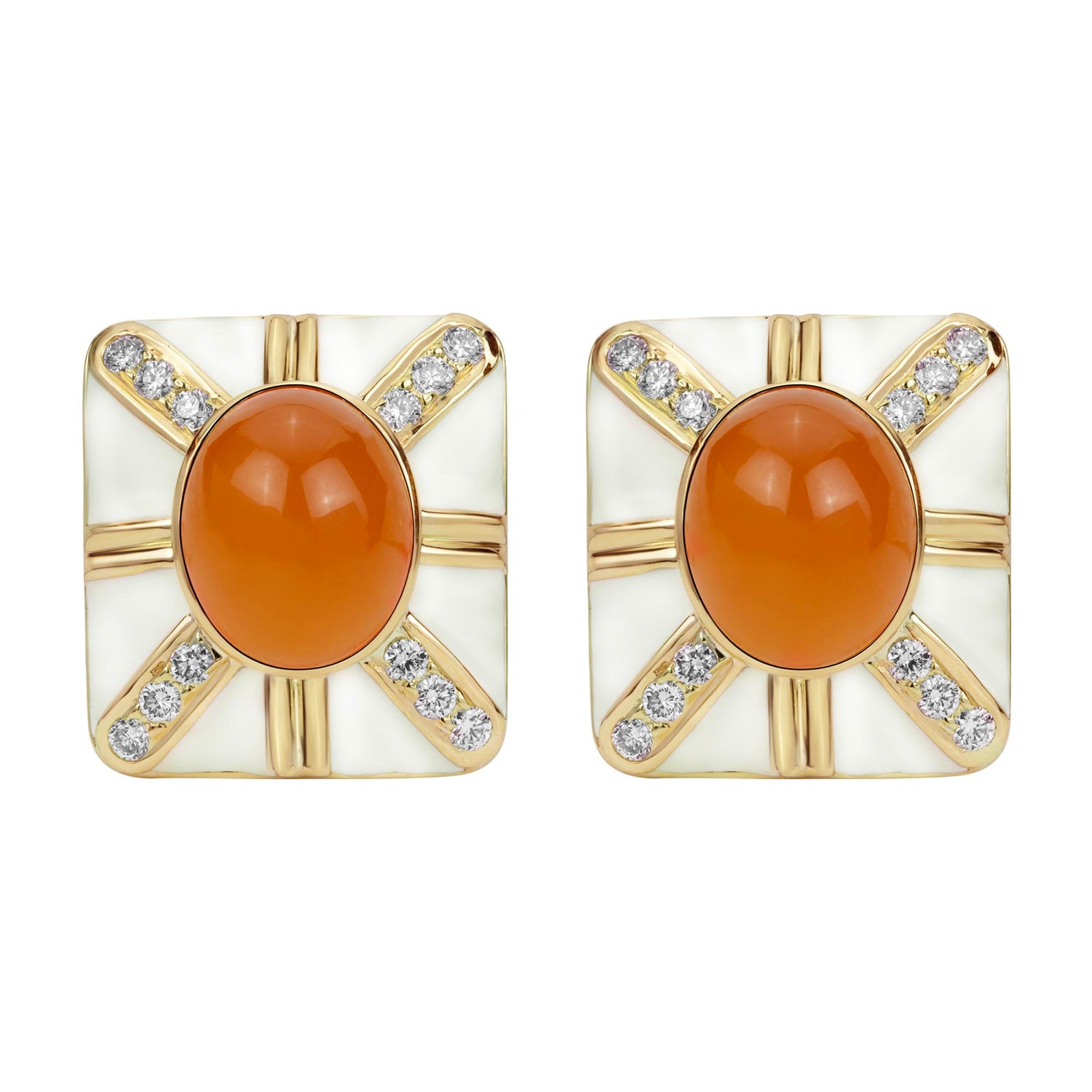Earrings - Cornellian And Diamond (Enamel) | Singhvi Jewels
