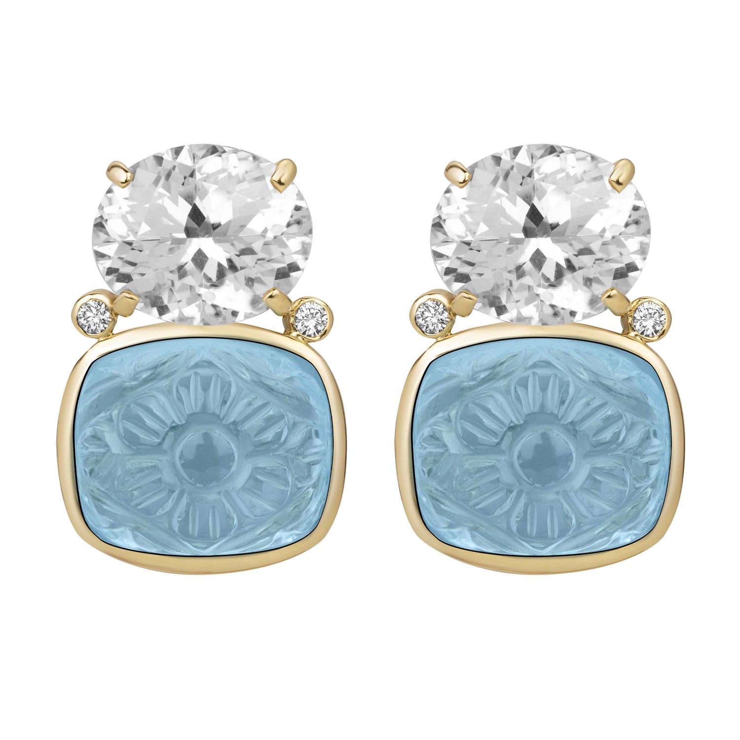 Earrings - Crystal, Blue Topaz And Diamond (2382B) | Singhvi Jewels