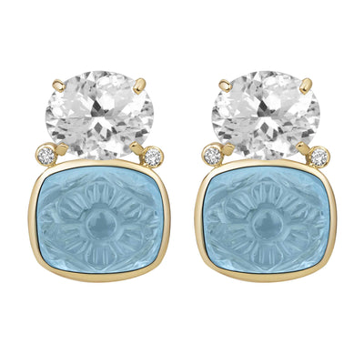 Earrings - Crystal, Blue Topaz And Diamond (2382B)