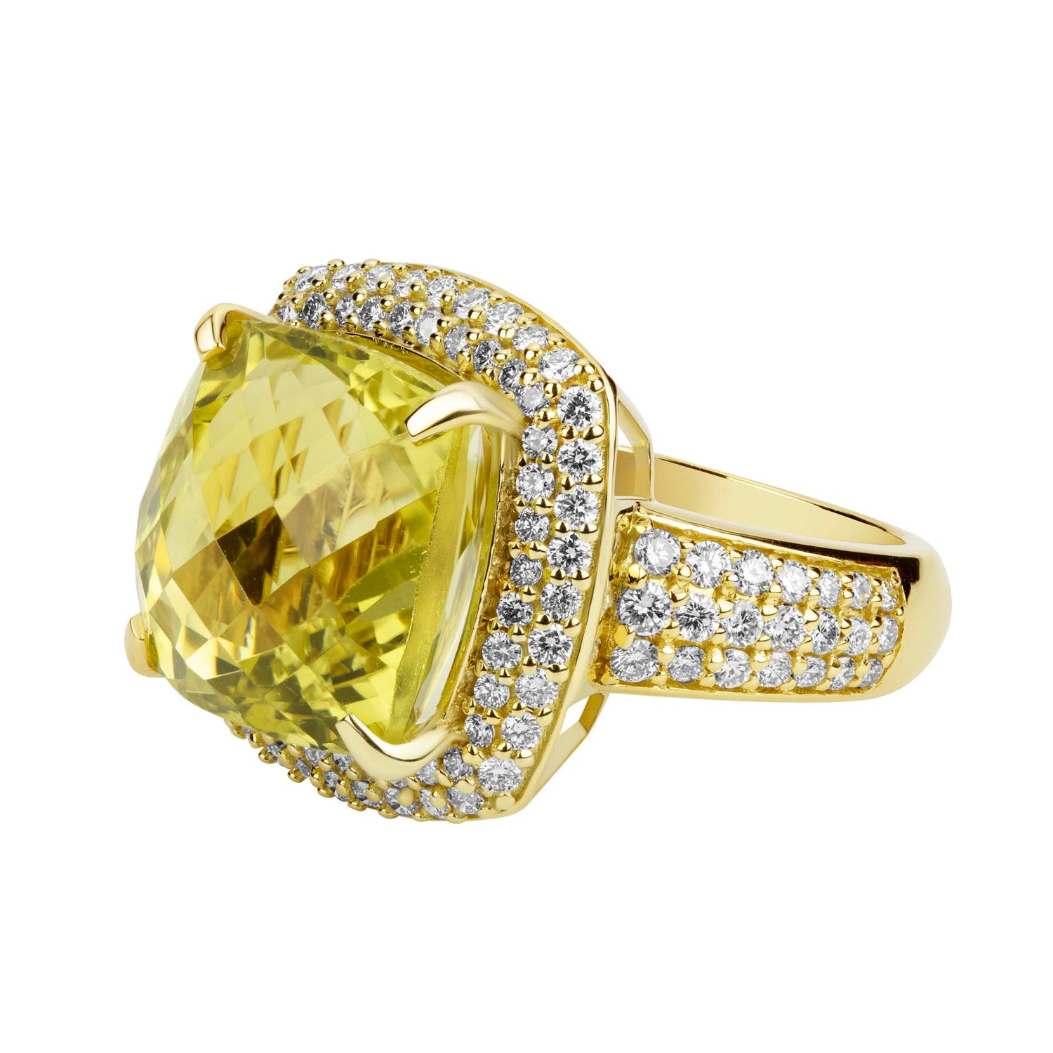 Ring - Lemon Quartz And Diamond (2380E) | Singhvi Jewels