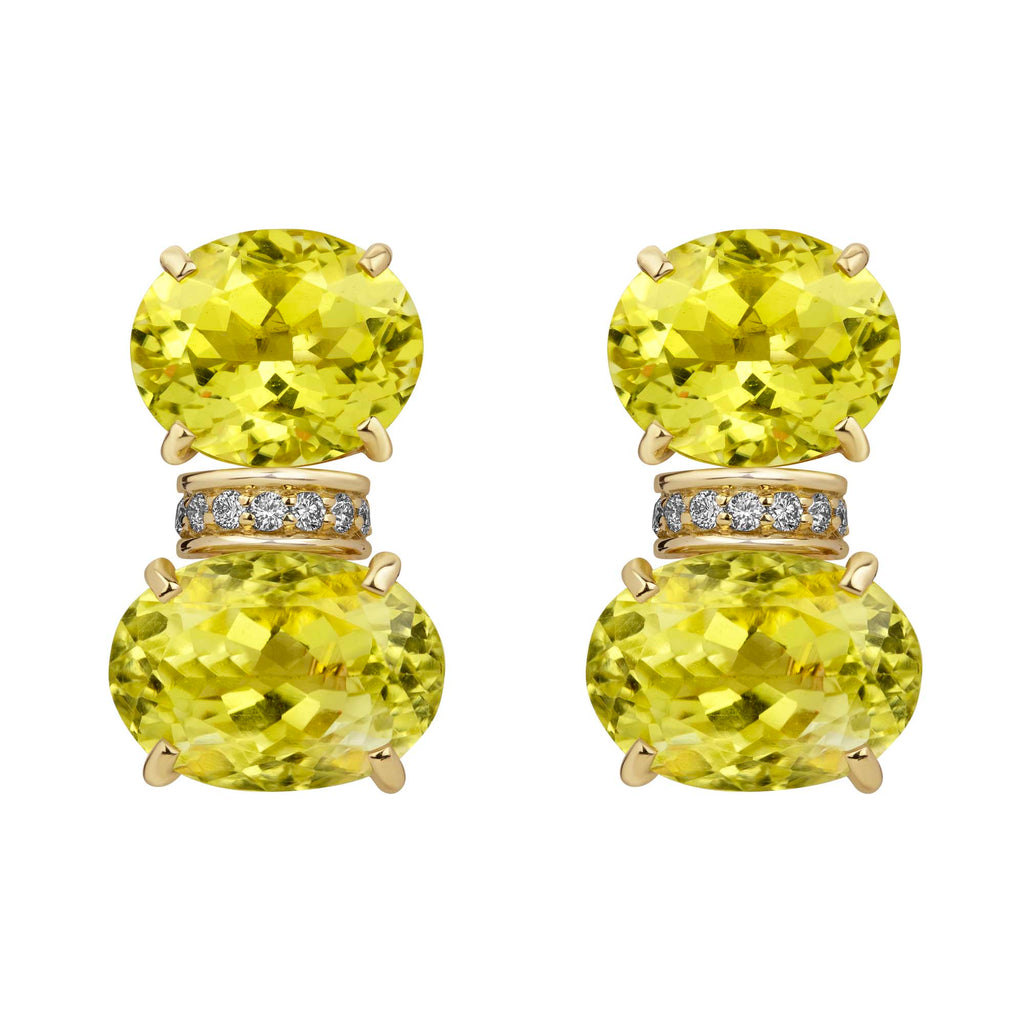 Earrings - Lemon Quartz And Diamond