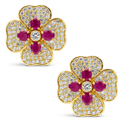 Earrings - Ruby And Diamond (2458G)