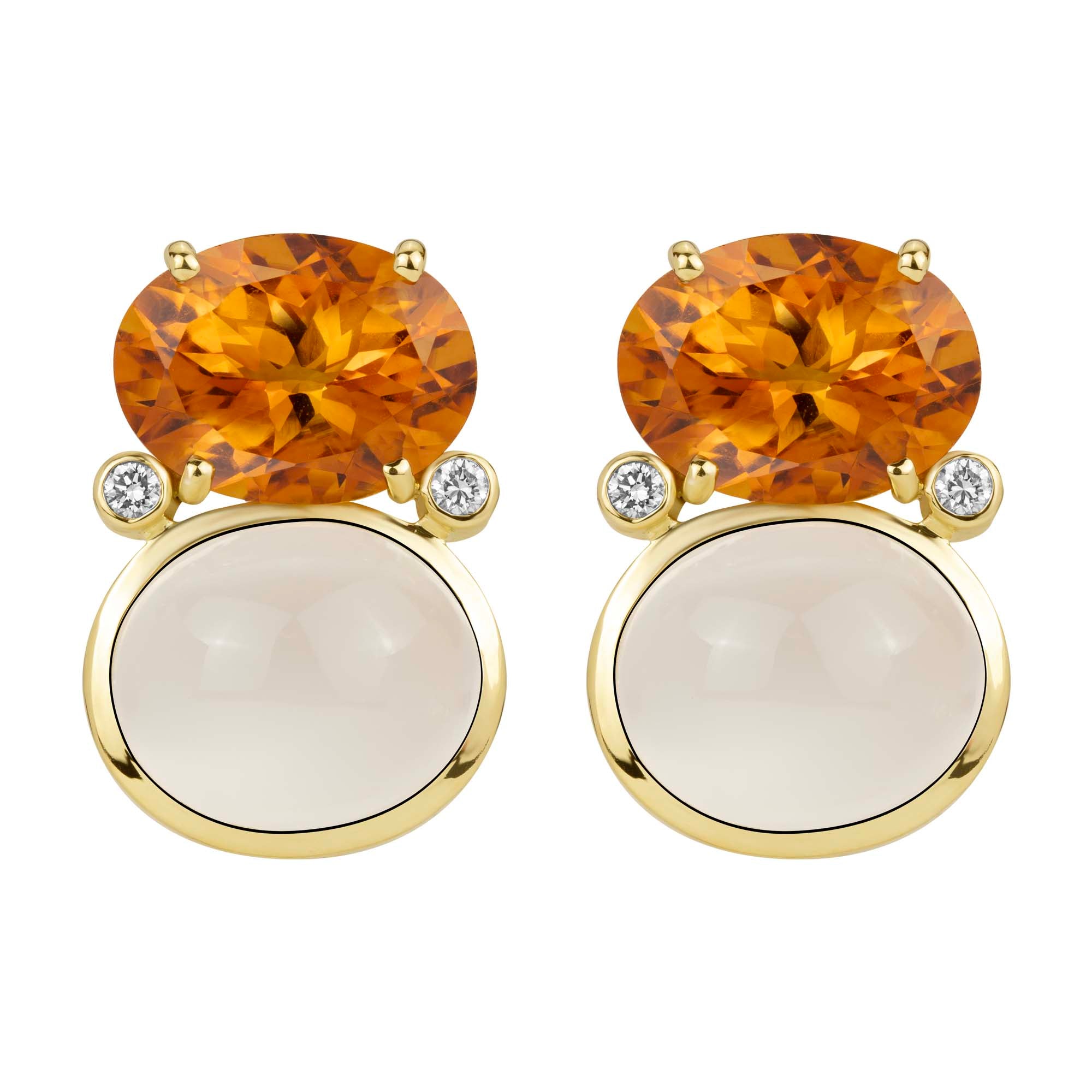 Earrings - Citrine, Moonstone And Diamond (2385E) | Singhvi Jewels