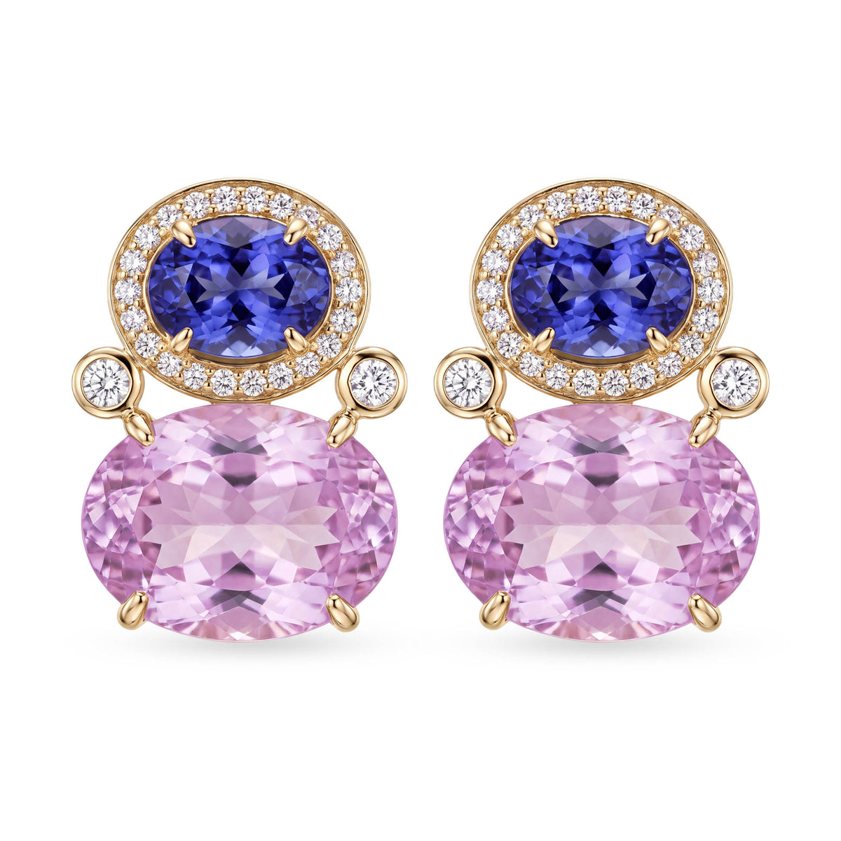 Earrings - Kunzite, Tanzanite And Diamond | Singhvi Jewels