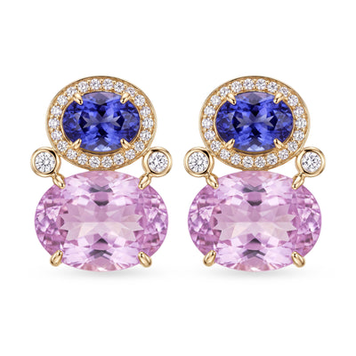 Earrings - Kunzite, Tanzanite And Diamond