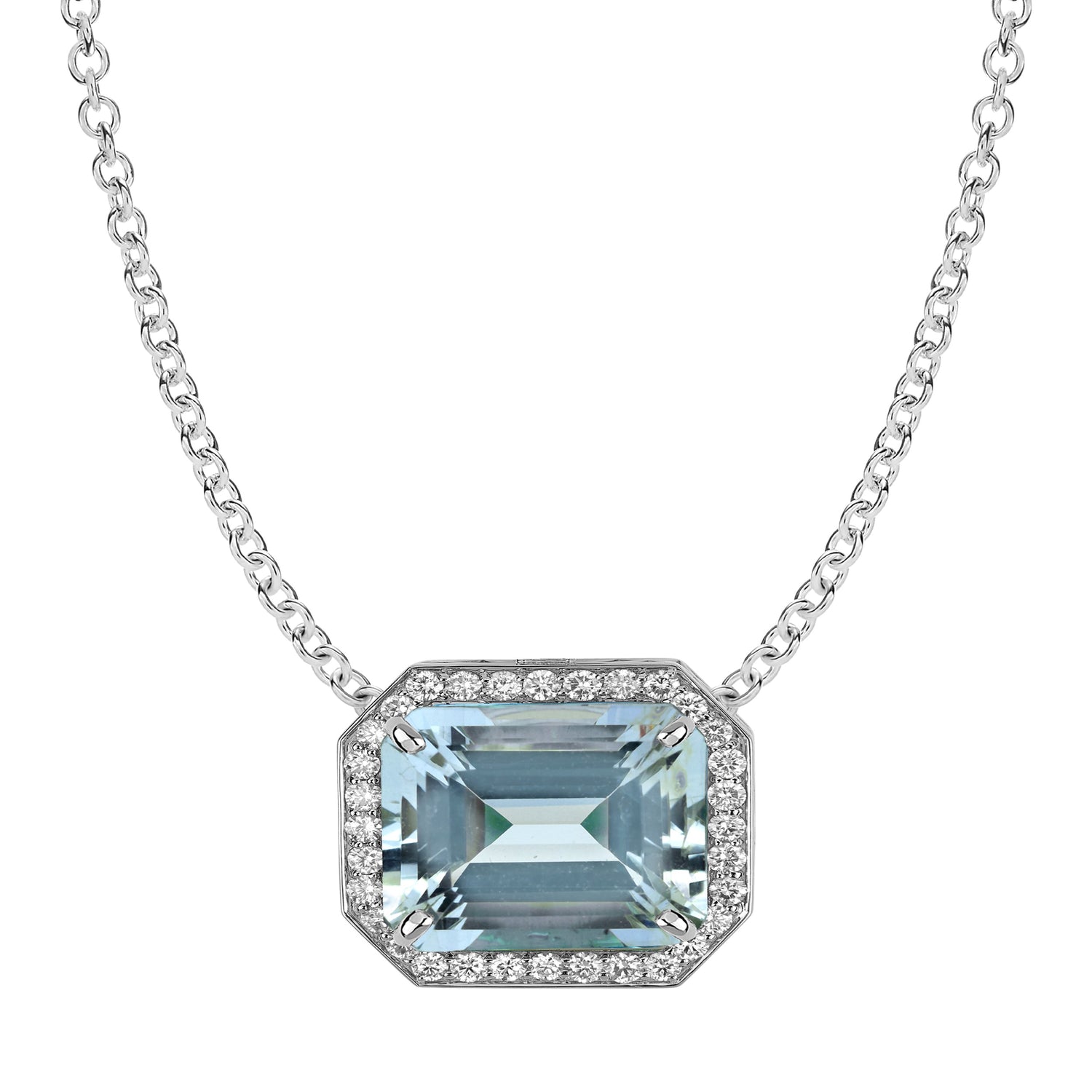 Repair - Pendant - Aquamarine and Diamond in 18K White Gold | Singhvi Jewels