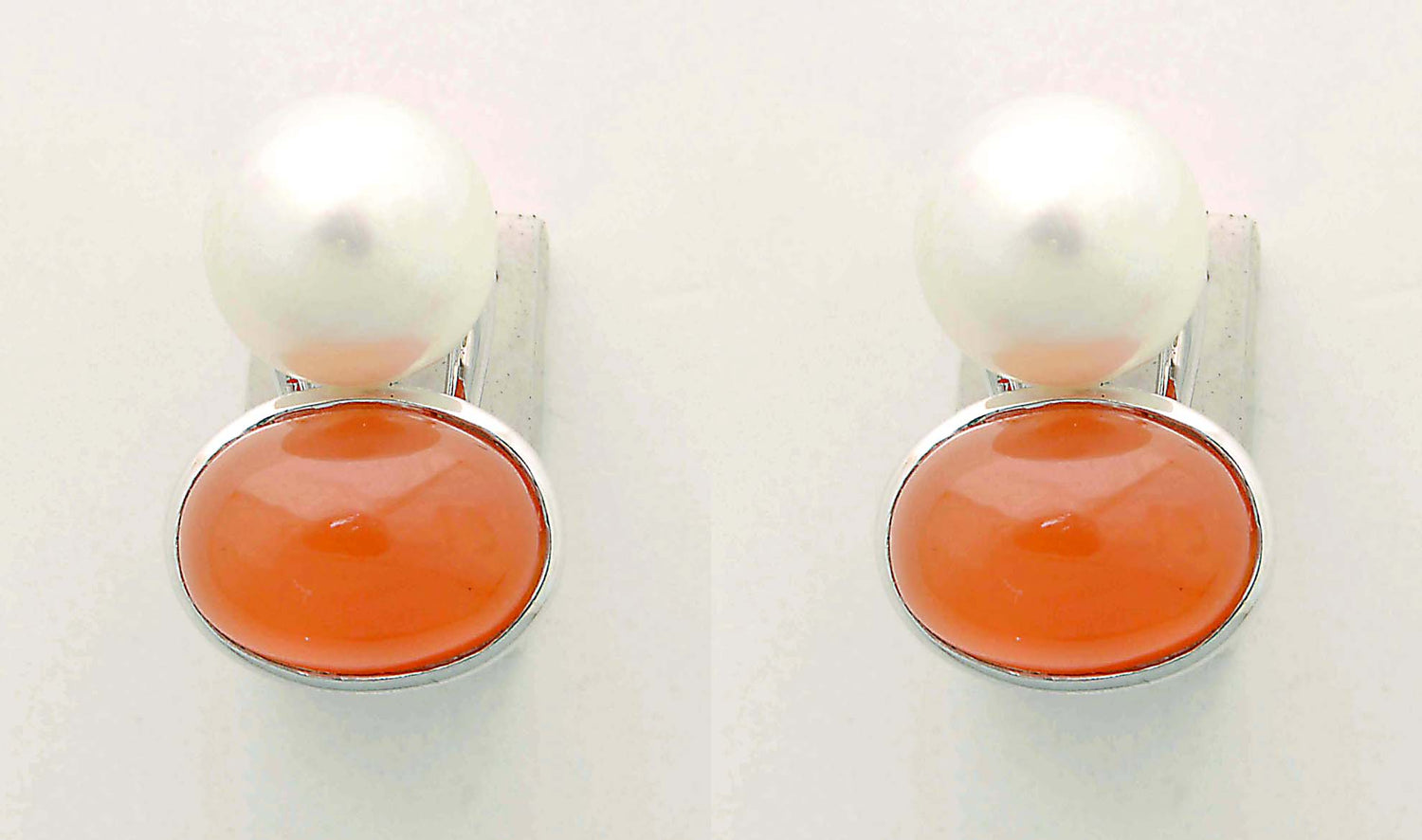 Repair - Earrings - Cornellian and South Sea Pearl in Sterling Silver (60MS) | Singhvi Jewels
