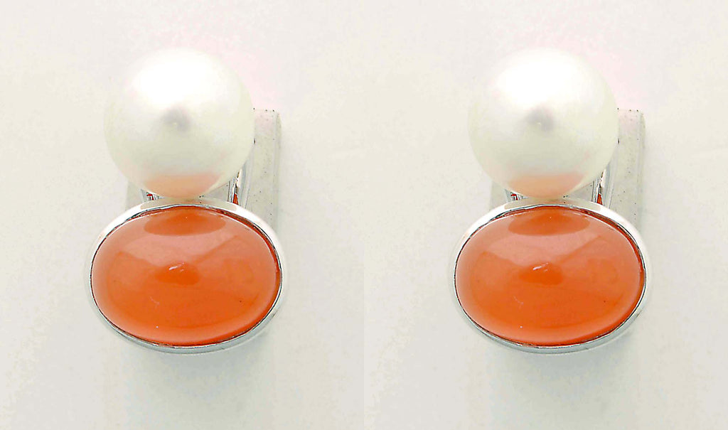 Repair - Earrings - Cornellian and South Sea Pearl in Sterling Silver (60MS)