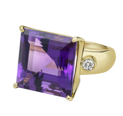Repair - Ring - Amethyst & Diamond in 18K Gold (2330C)