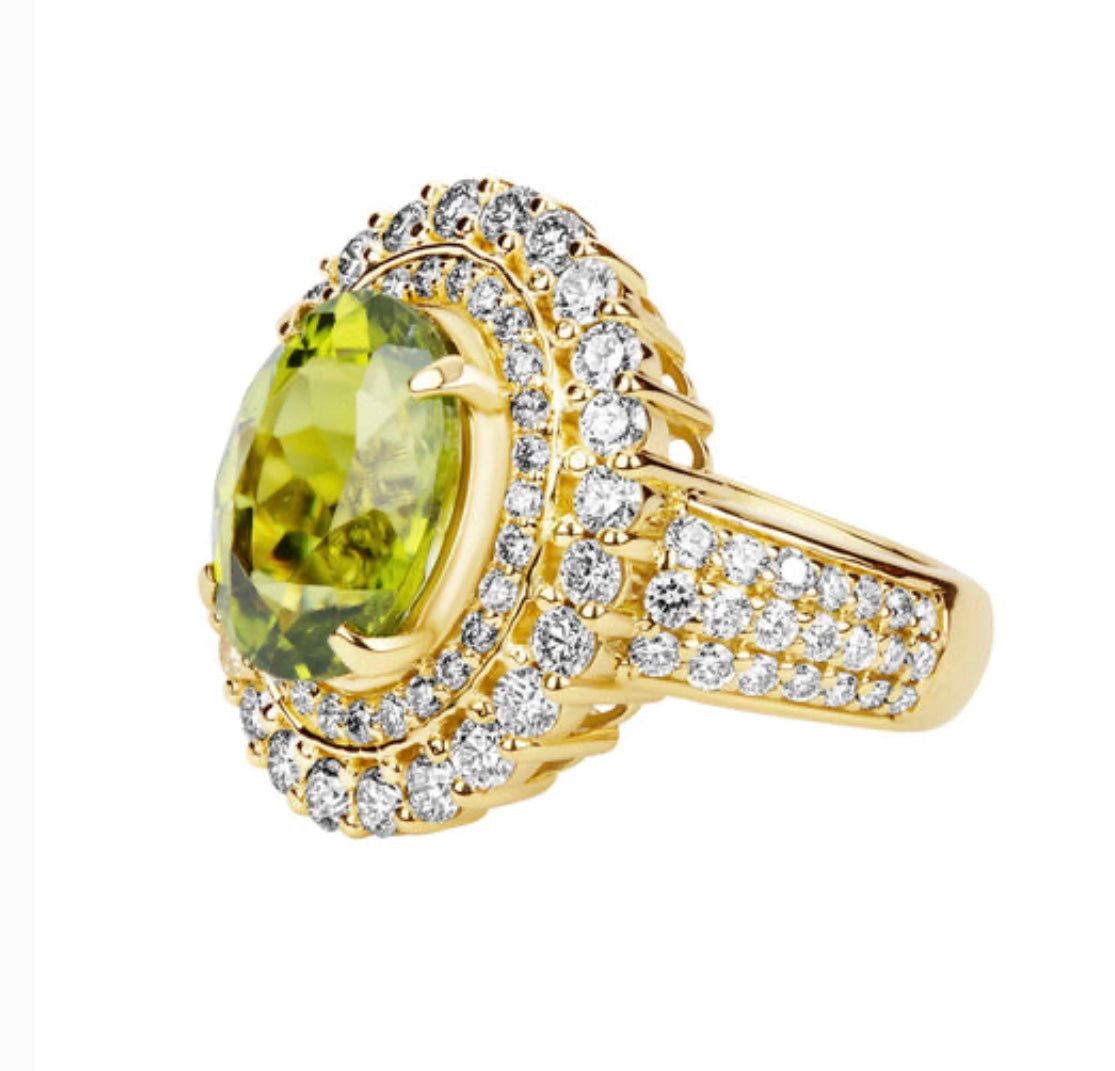 Repair - Ring - Peridot &amp; Diamond in 18K Gold (2381A)