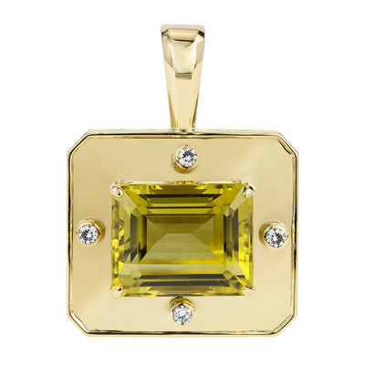 Repair - Pendant - Lemon Quartz And Diamond in 18K Gold (2359B)