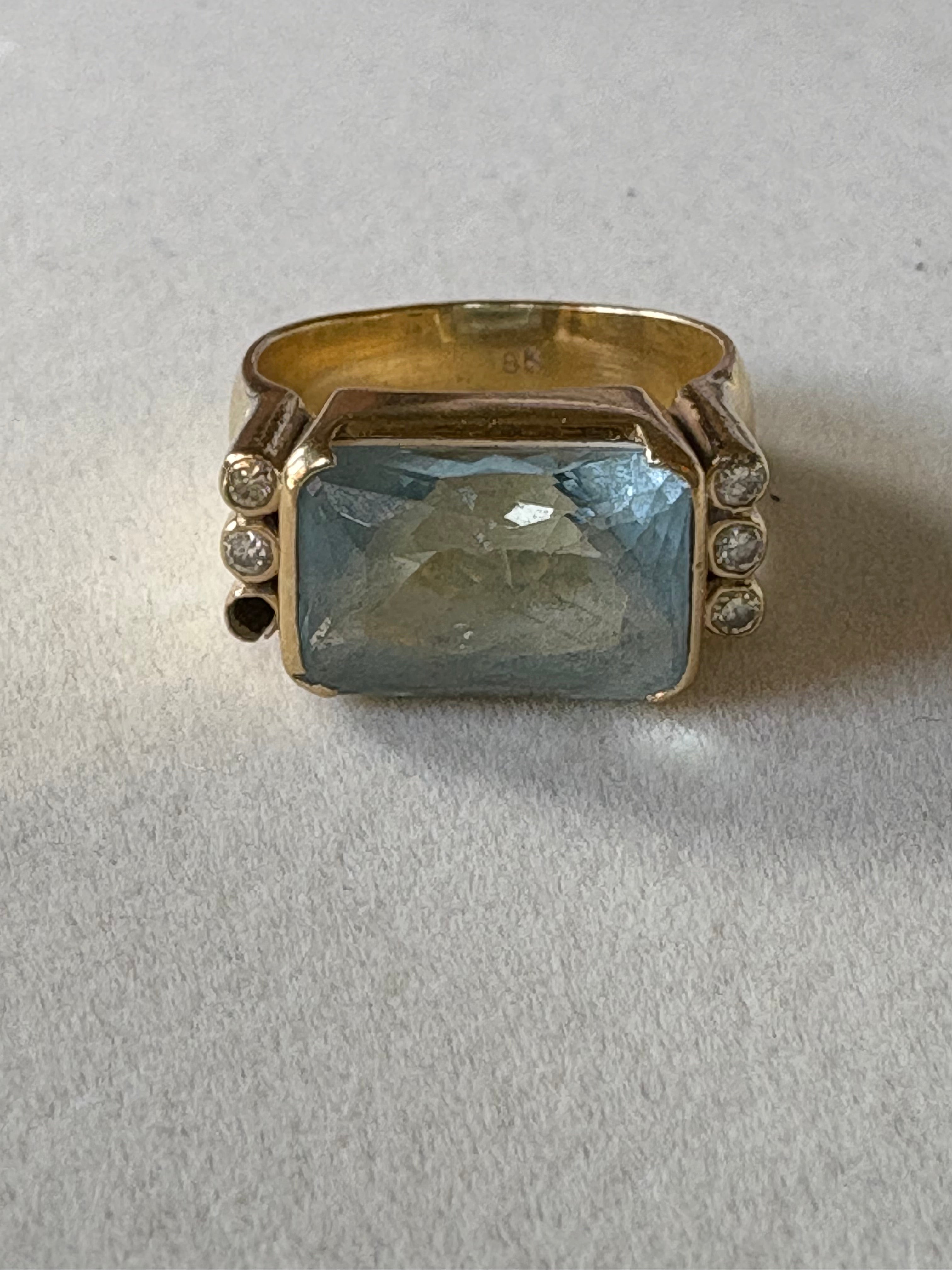Repair - Ring - Aquamarine &amp; Diamond in 18k Gold (1133R)
