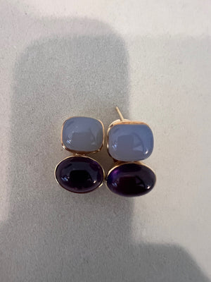Repair - Earrings - Amethyst & Chalcedony in 18K Gold