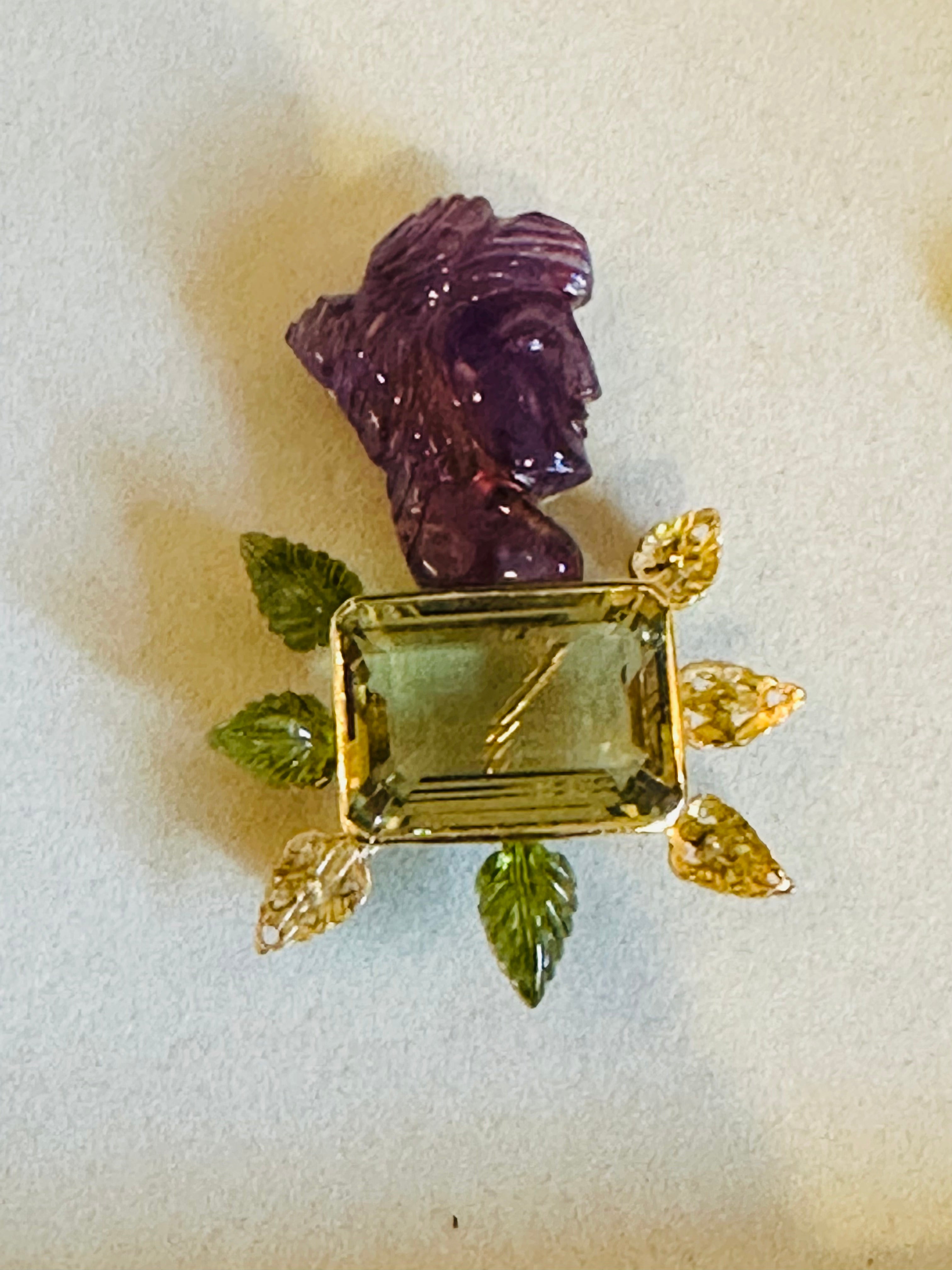 Repair - Brooch - Amethyst, Lemon Quartz and Peridot in 18K | Singhvi Jewels