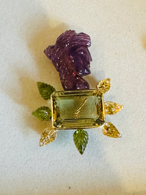 Repair - Brooch - Amethyst, Lemon Quartz and Peridot in 18K