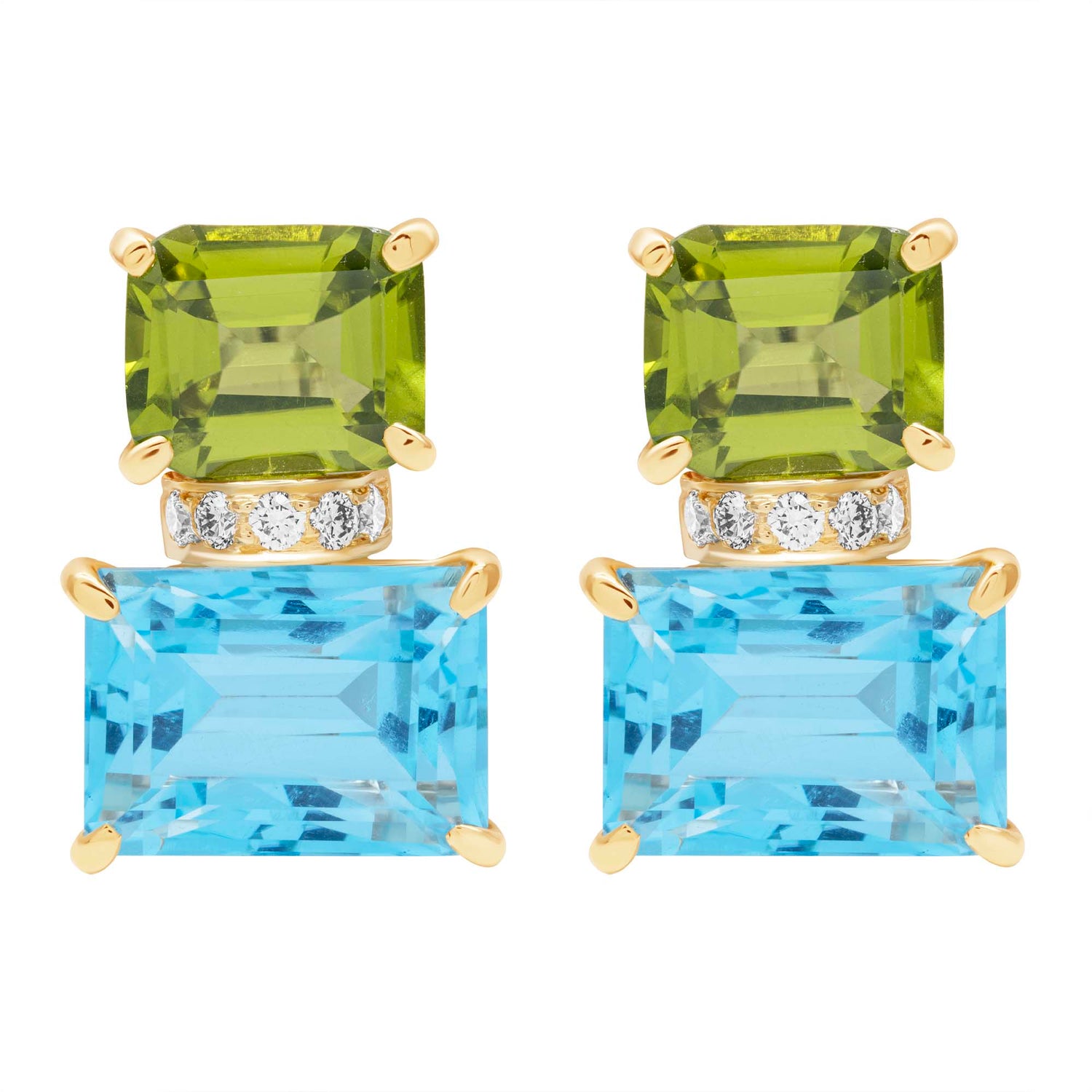 Earrings - Peridot, Blue Topaz And Diamond | Singhvi Jewels