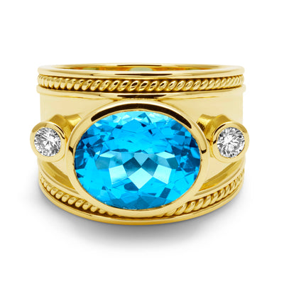 Ring - Blue Topaz And Diamond (2454E)