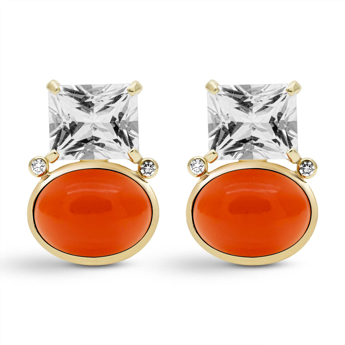 Earrings - Crystal, Cornellian and Diamond | Singhvi Jewels