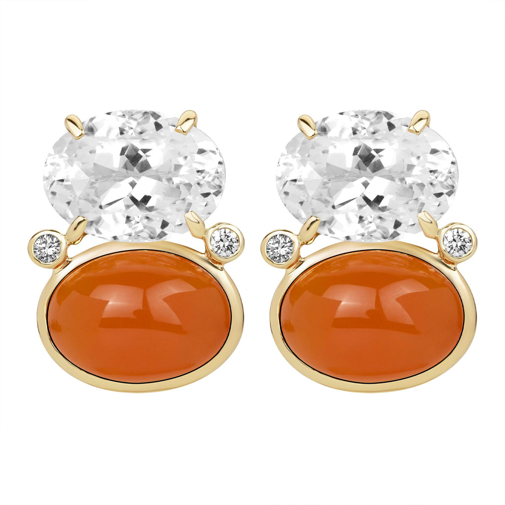 Earrings - Crystal, Cornellian And Diamond