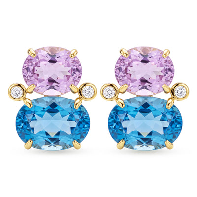 Earrings - Kunzite, Blue Topaz And Diamond