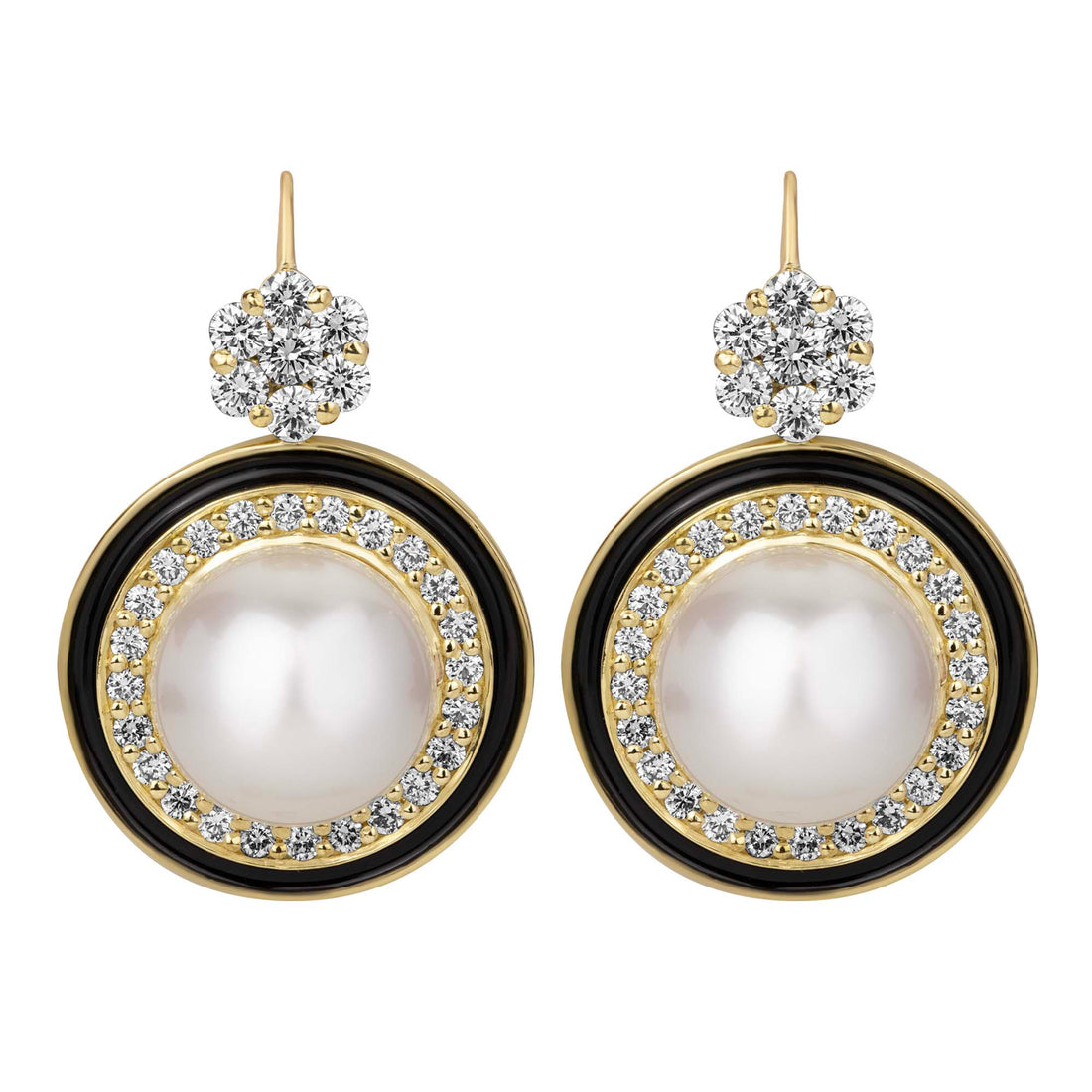 Earrings - South Sea Pearl and Diamond ( Enamel) | Singhvi Jewels