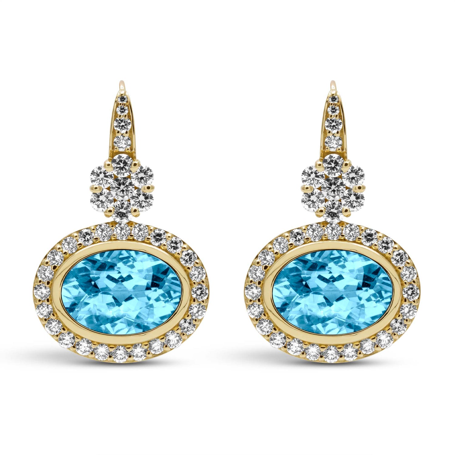 Earrings - Blue Topaz And Diamond In 18K Gold | Singhvi Jewels