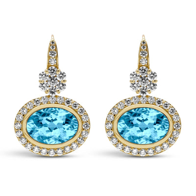 Earrings - Blue Topaz And Diamond