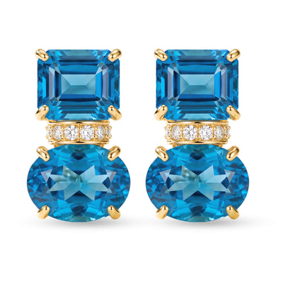 Earrings - Blue Topaz And Diamond
