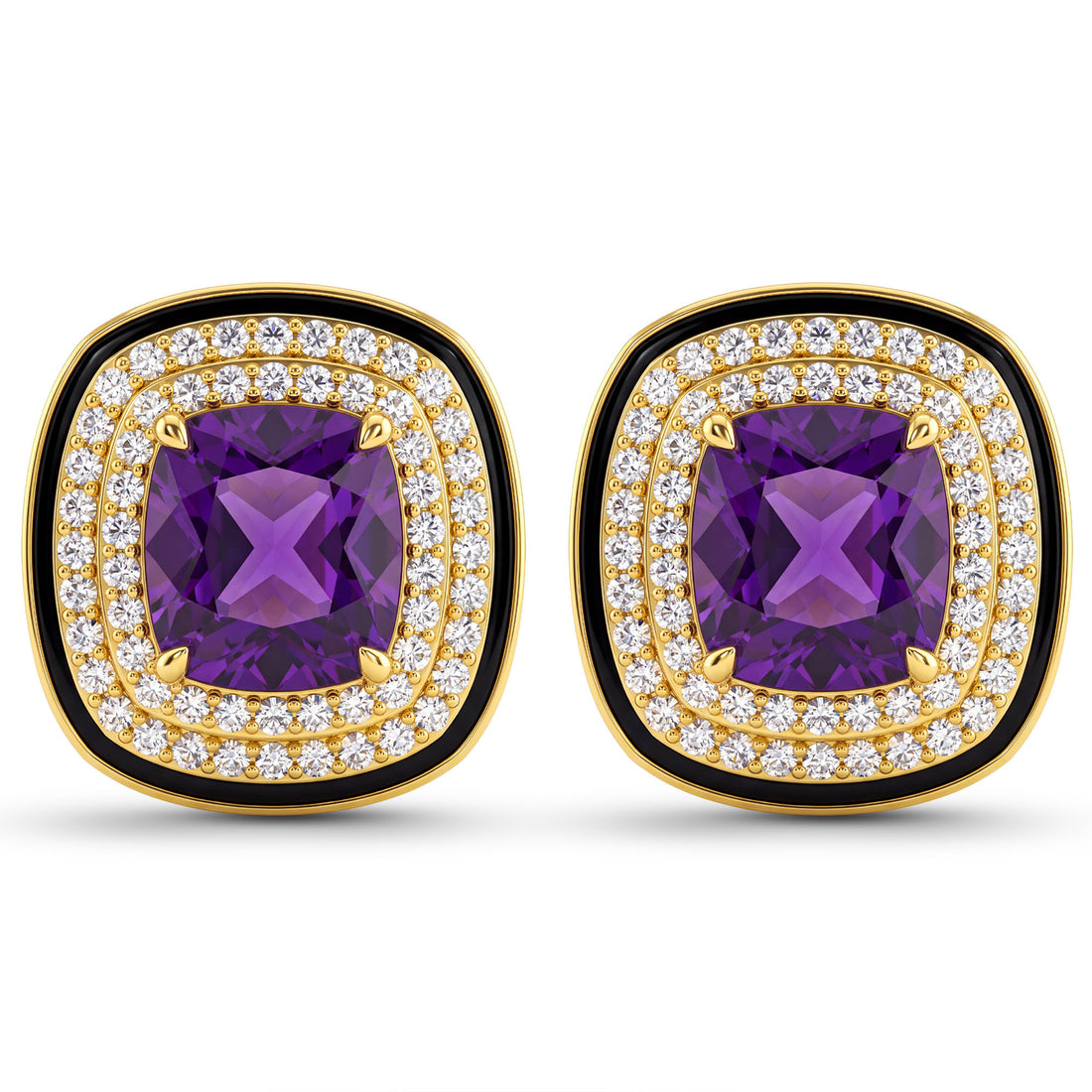 Earrings - Amethyst And Diamond (Enamel) | Singhvi Jewels