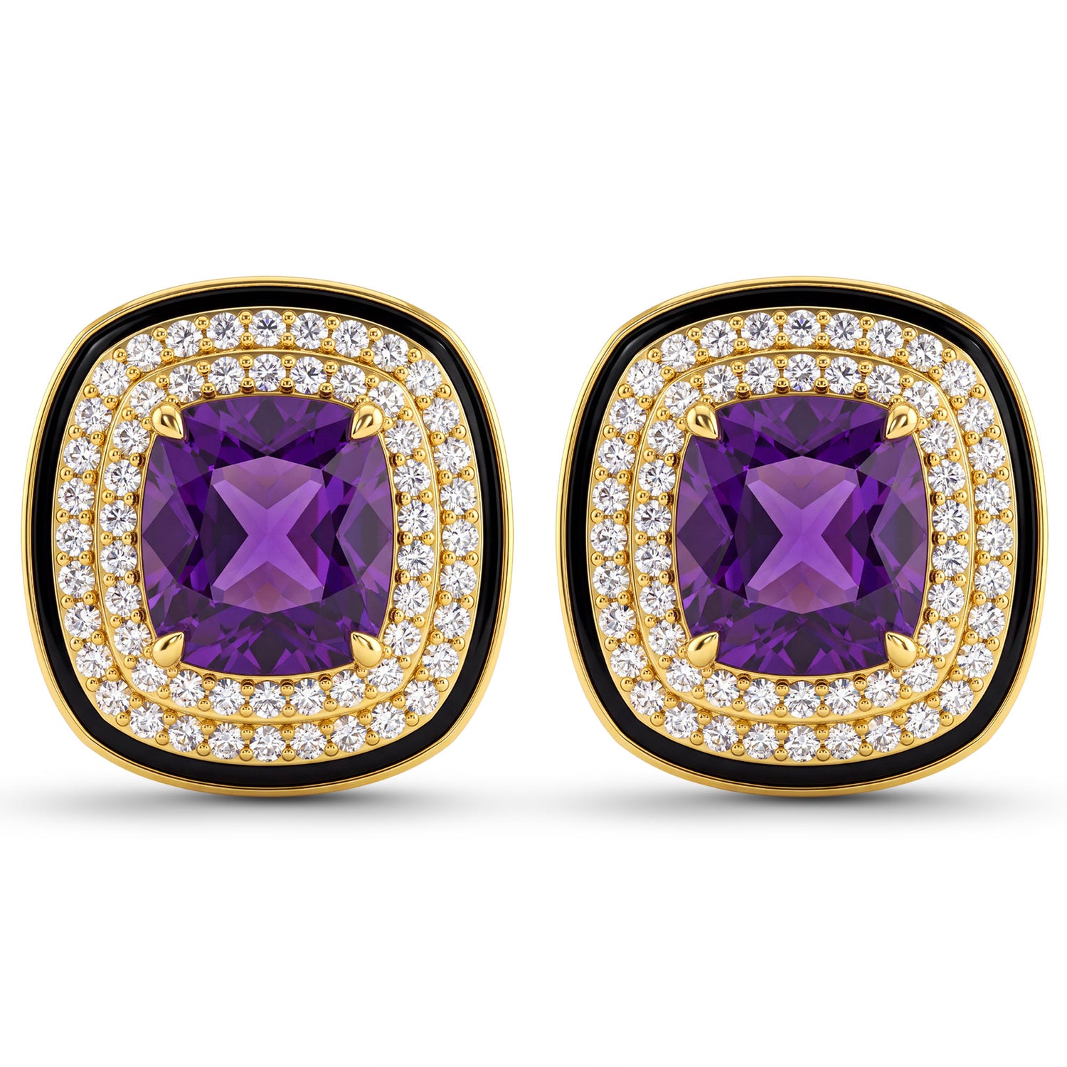 Earrings - Amethyst And Diamond (Enamel) | Singhvi Jewels