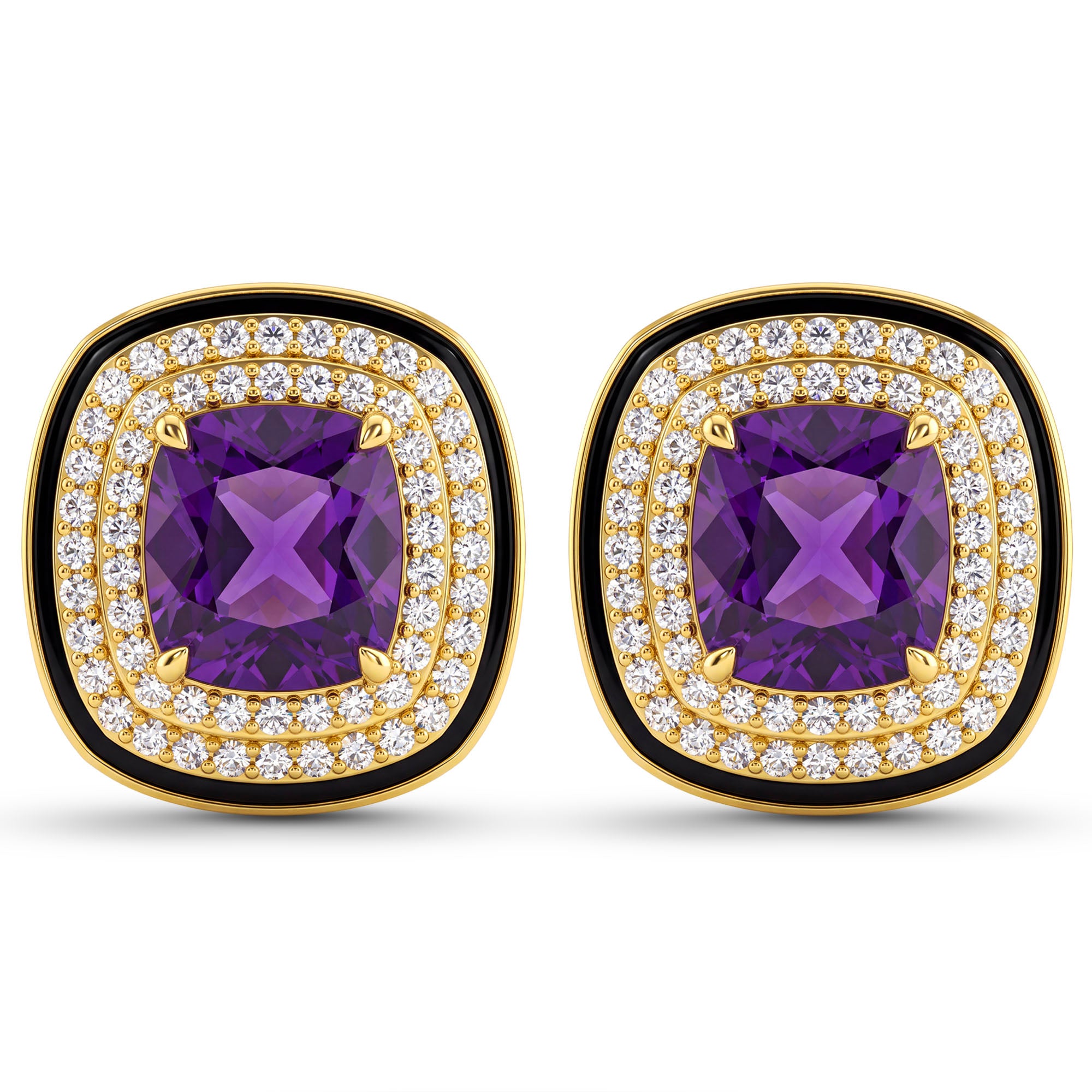 Earrings - Amethyst And Diamond (Enamel) | Singhvi Jewels