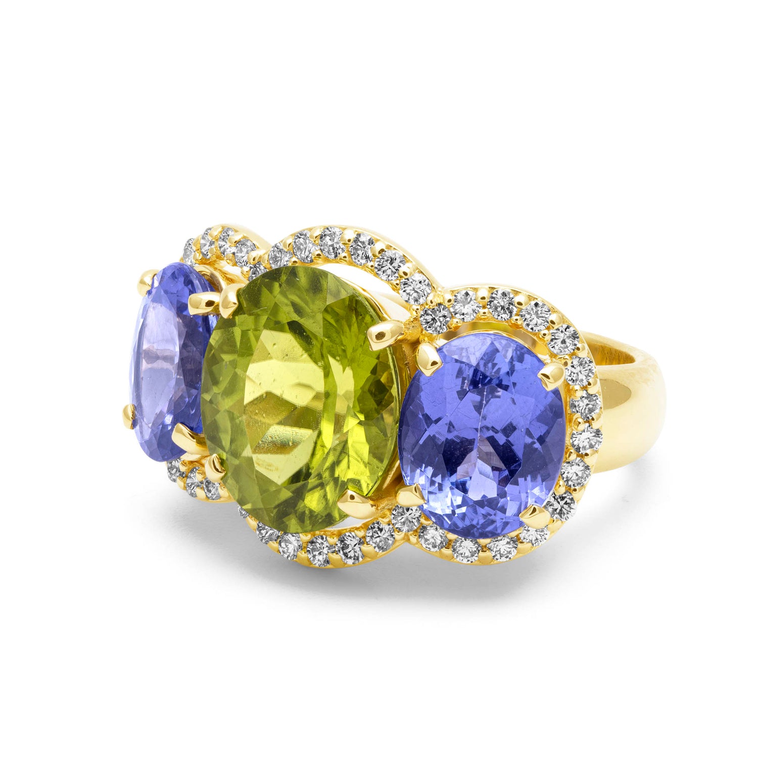 Ring - Peridot, Tanzanite &amp; Diamond | Singhvi Jewels