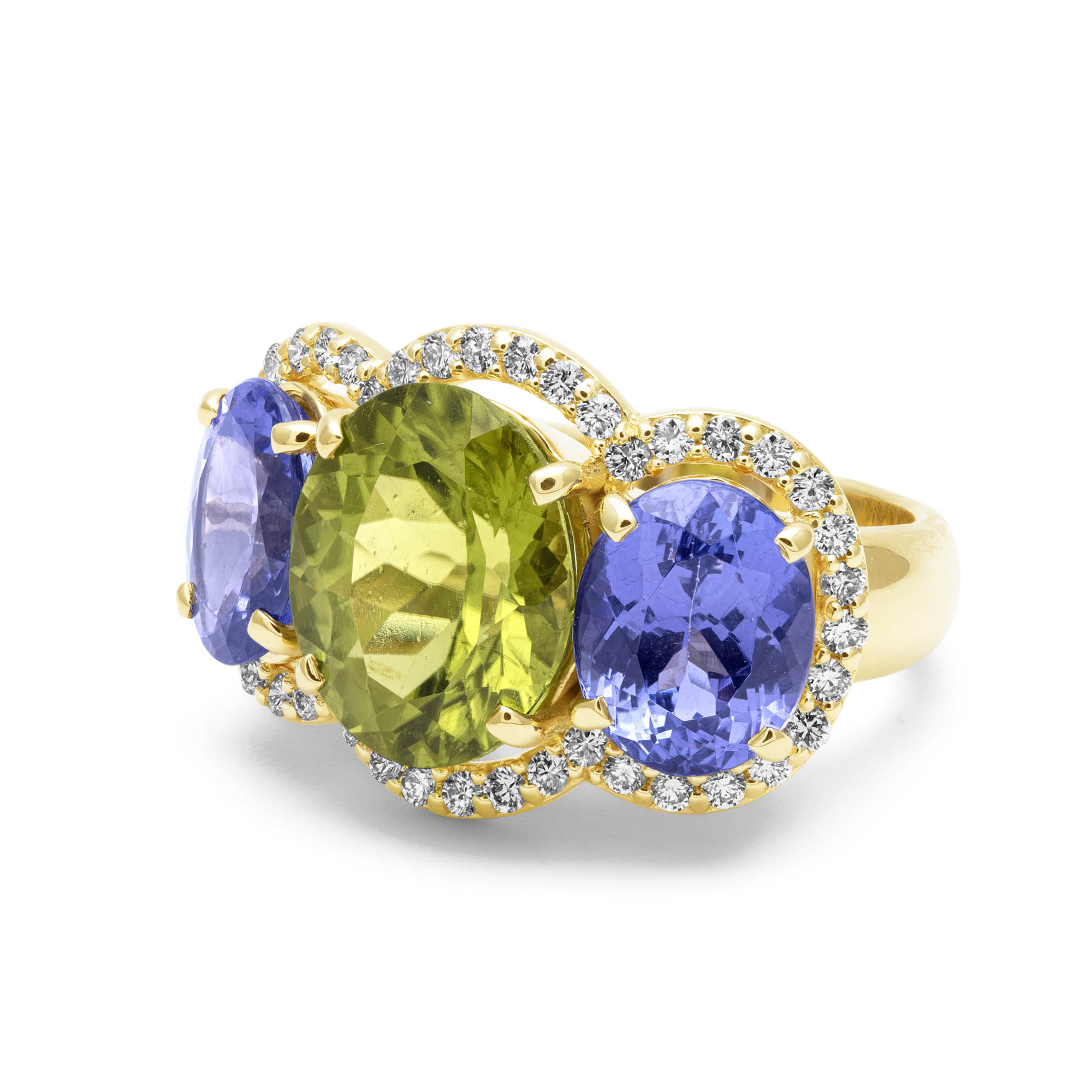 Ring - Peridot, Tanzanite &amp; Diamond | Singhvi Jewels