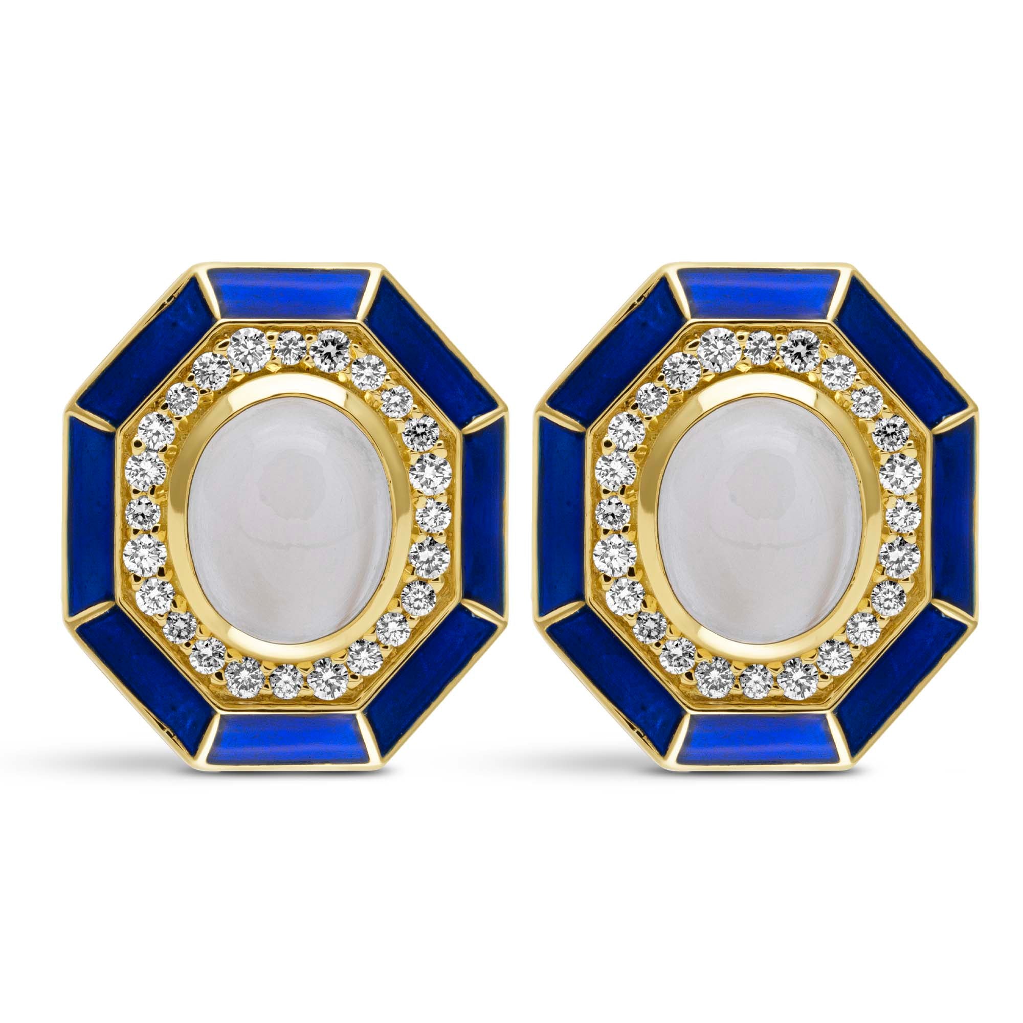 Earrings - Moonstone, Diamond (Enamel) (2440B) | Singhvi Jewels