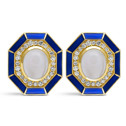 Earrings - Moonstone, Diamond (Enamel) (2440B) | Singhvi Jewels