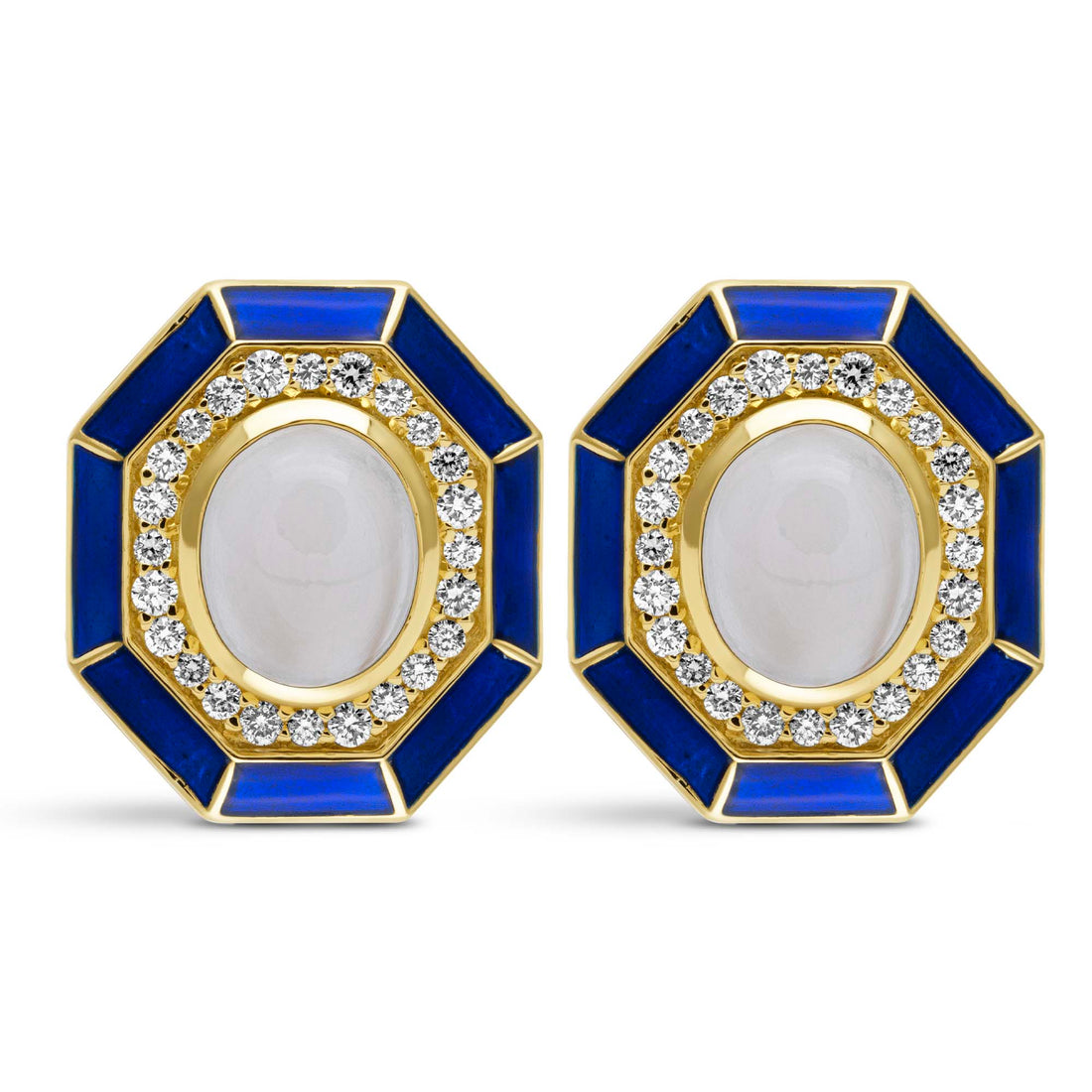Earrings - Moonstone, Diamond (Enamel) | Singhvi Jewels