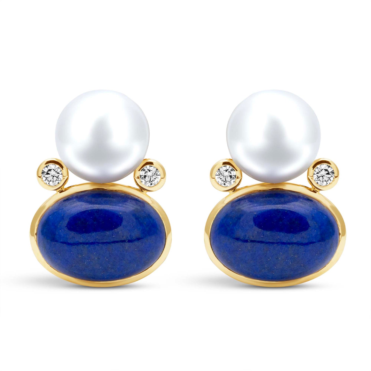 Earrings - South Sea Pearl, Lapis Lazuli And Diamond | Singhvi Jewels