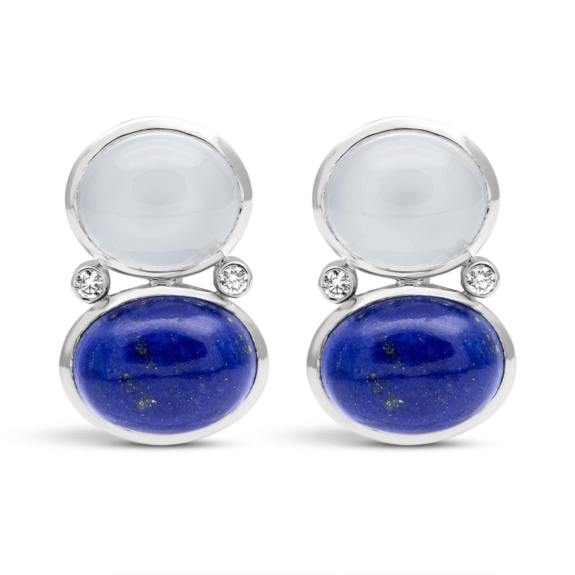 Earrings - Moonstone, Lapis Lazuli And Diamond | Singhvi Jewels
