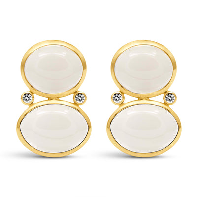 Earrings - Moonstone And Diamond
