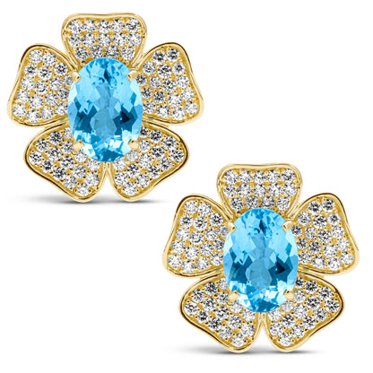 Earrings - Blue Topaz And Diamond | Singhvi Jewels