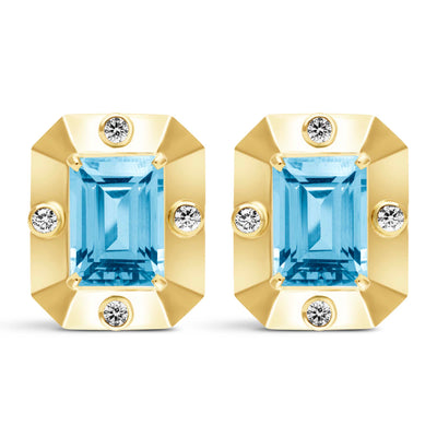 Earrings - Blue Topaz And Diamond (2431F)