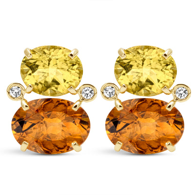Earrings - Lemon Quartz, Citrine And Diamond (2447J)