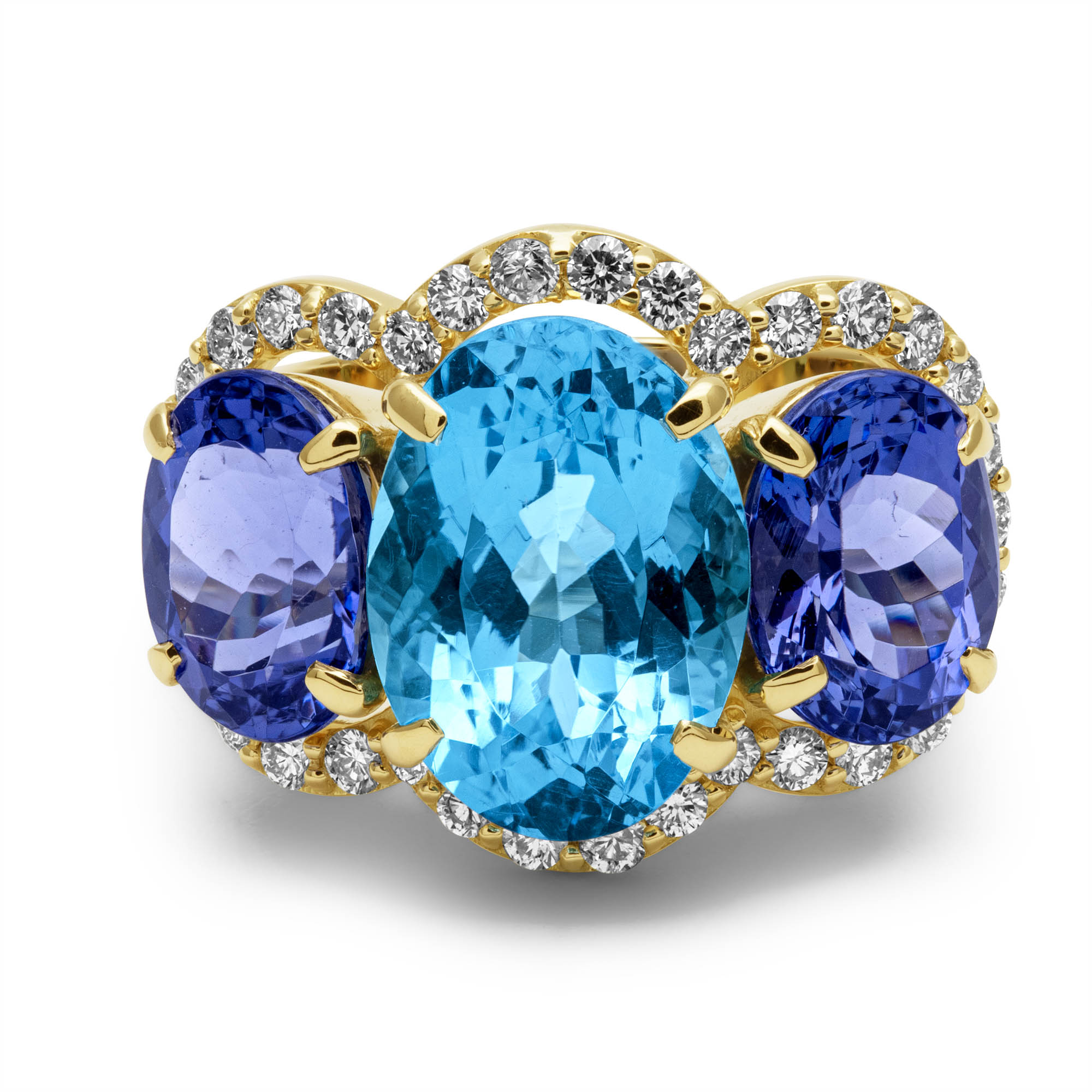 Ring - Blue Topaz, Tanzanite &amp; Diamond | Singhvi Jewels