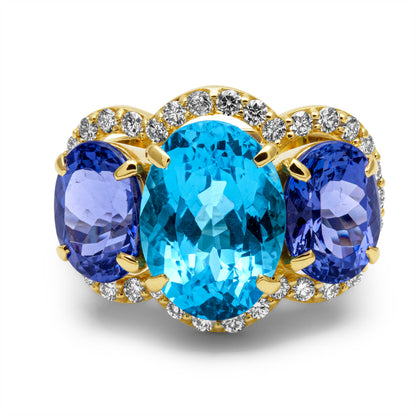 Ring - Blue Topaz, Tanzanite &amp; Diamond | Singhvi Jewels
