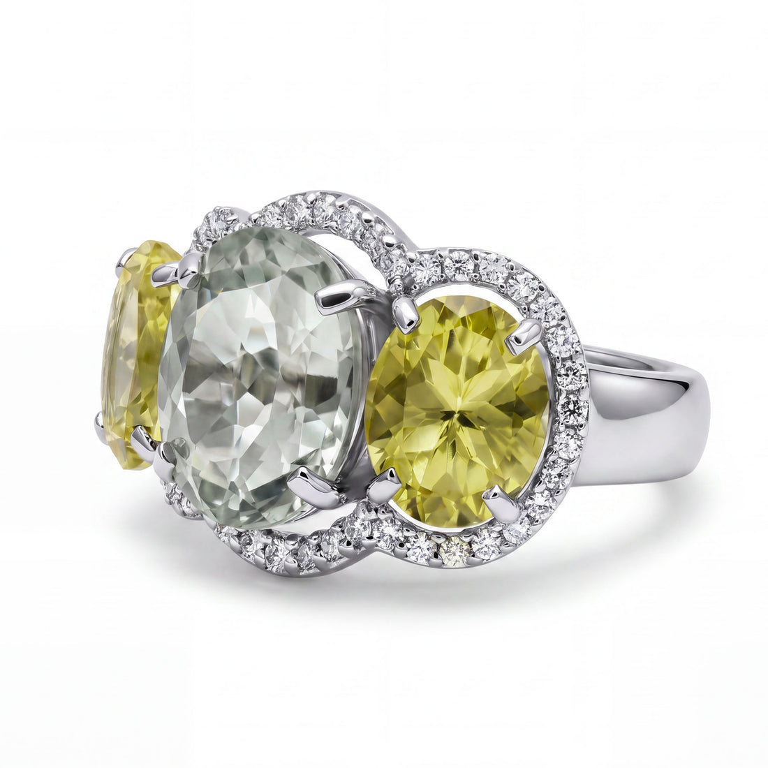 Ring - Green Quartz, Lemon Quartz And Diamond | Singhvi Jewels